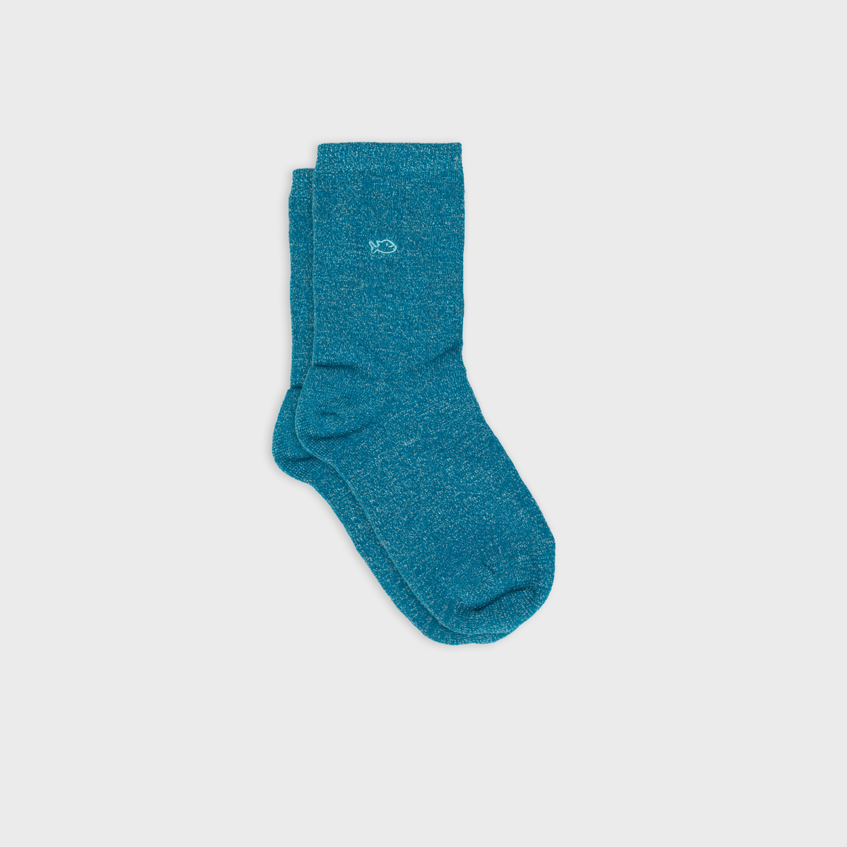 Chaussettes pailletées en coton peigné unies - Bleu canard: Taille unique: 37/40 — vue 1 sur 4