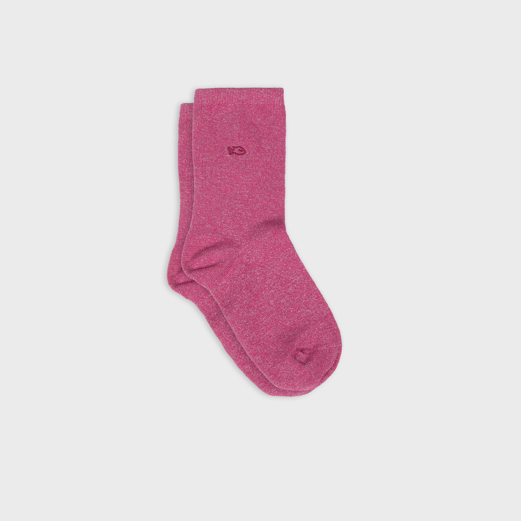 Chaussettes pailletées en coton peigné unies - Rose néon: Taille unique: 37/40 — vue 1 sur 3