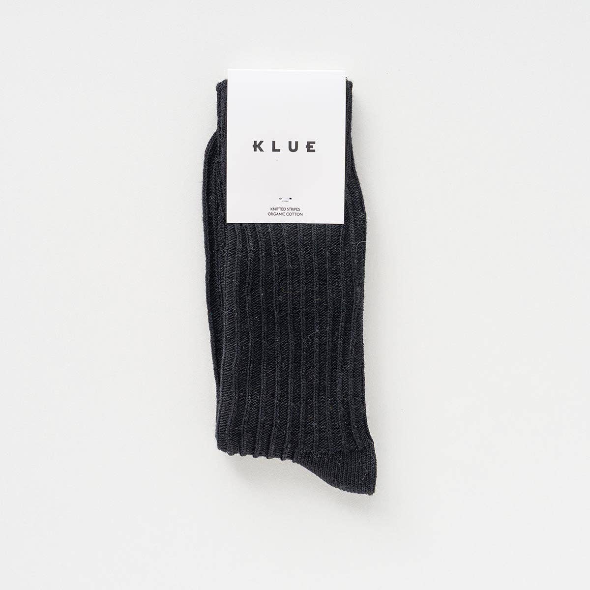 Chaussettes à rayures tricotées en coton biologique KLUE | Noir: 36-40 — vue 3 sur 5