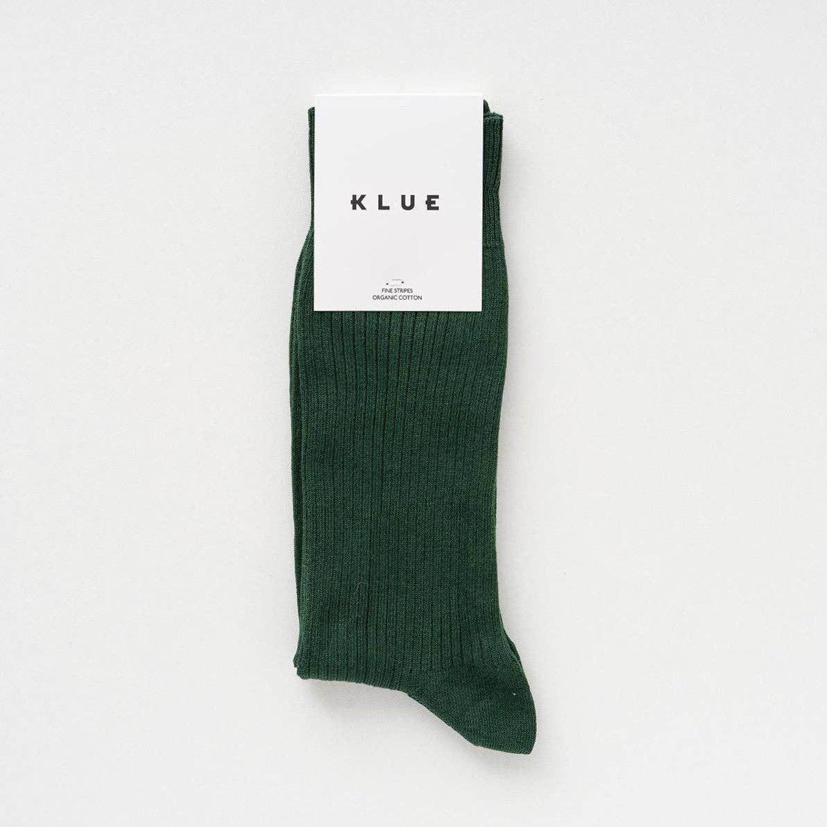 Chaussettes à fines rayures unies en coton biologique KLUE | Vert foncé: 36-40 — vue 3 sur 5