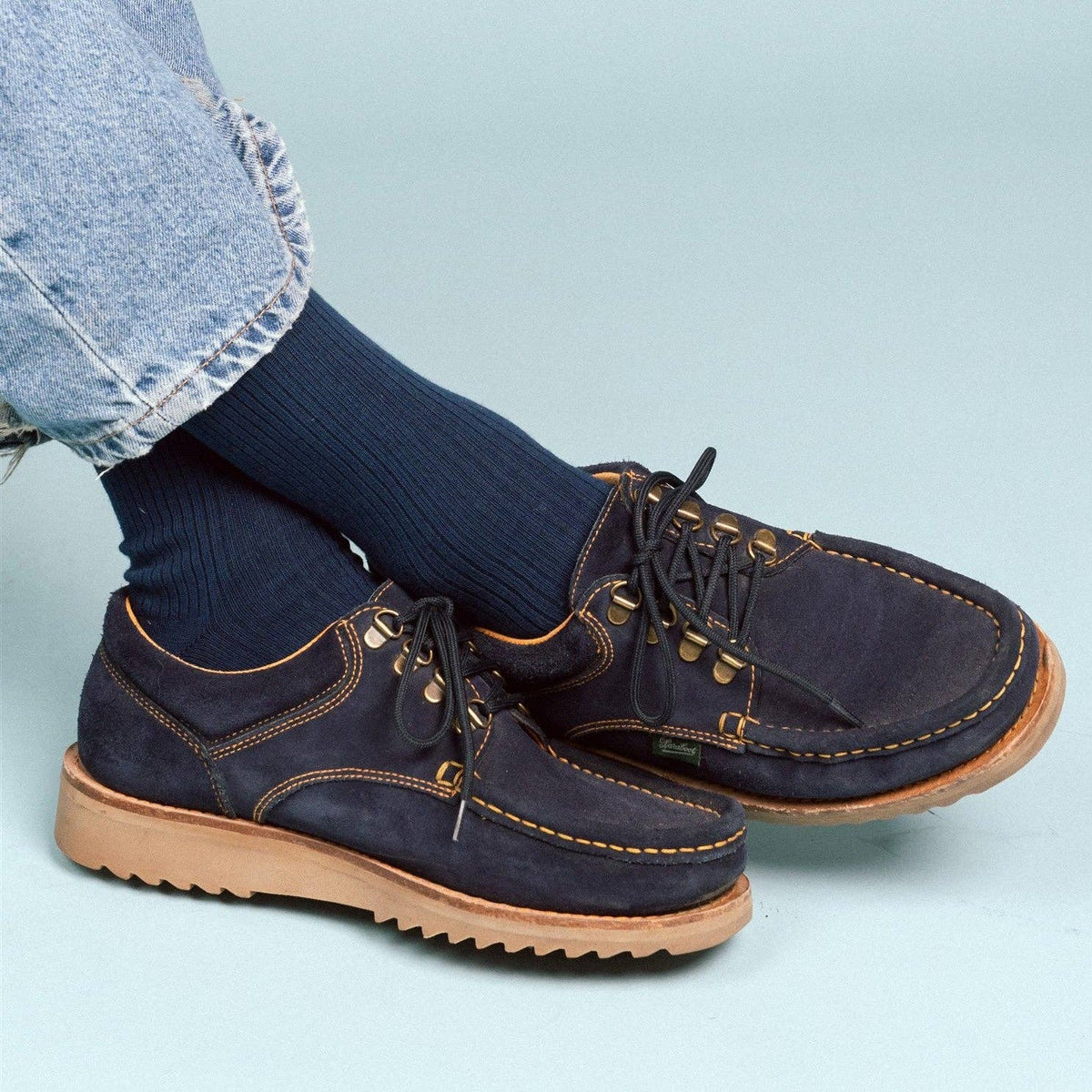 Chaussettes à fines rayures unies en coton biologique KLUE | Marine: 36-40 — vue 6 sur 6