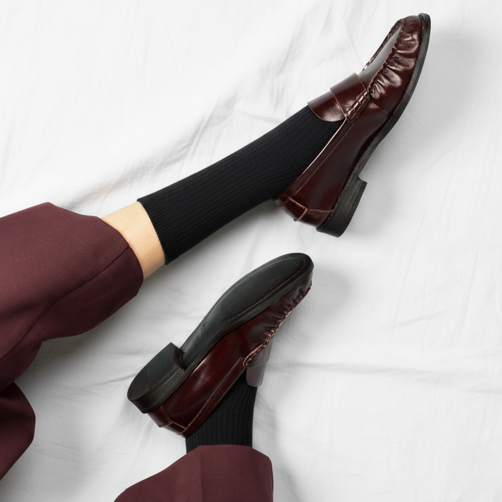 Chaussettes à fines rayures unies en coton biologique KLUE | Noir: 36-40 — vue 4 sur 6