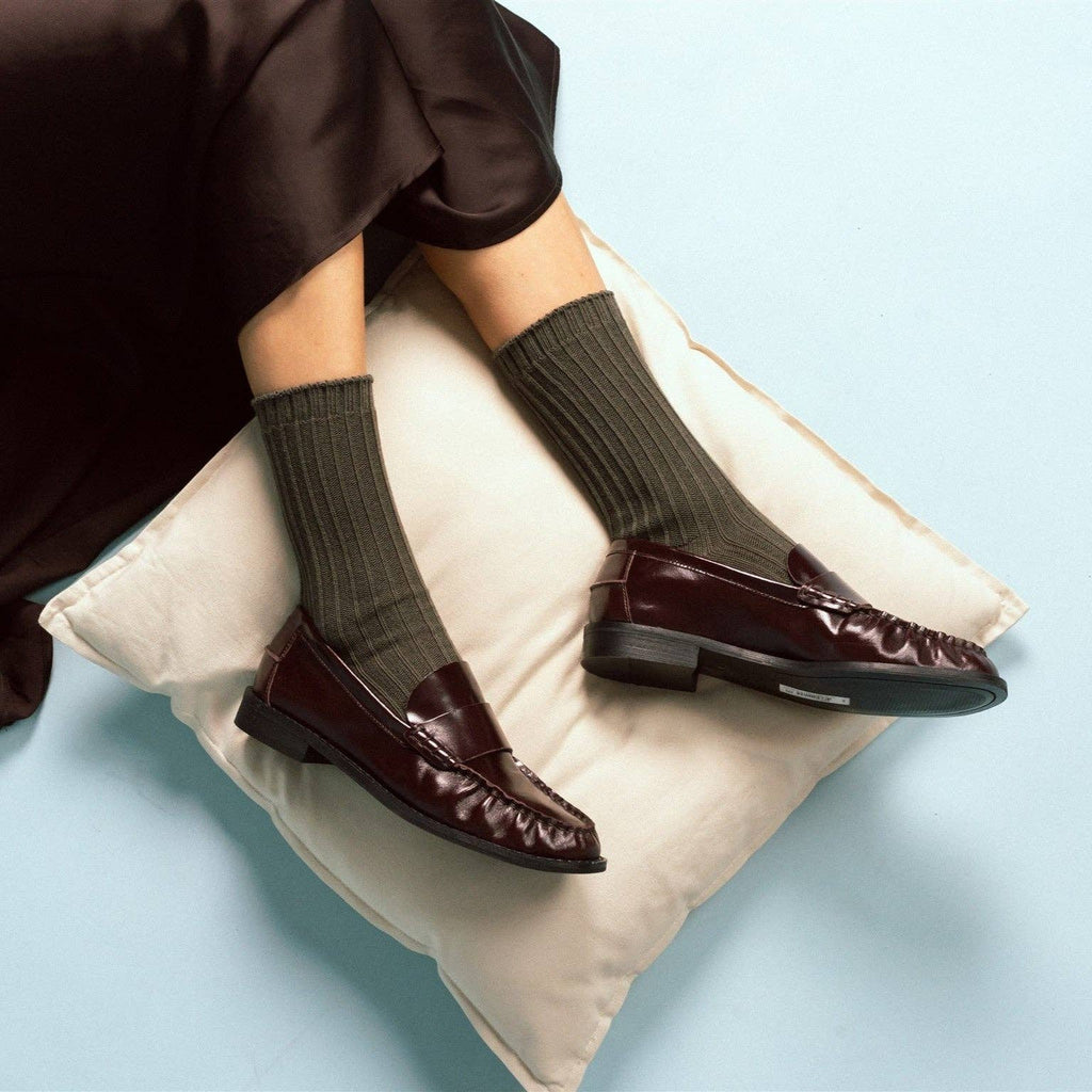 Chaussettes à rayures tricotées en coton biologique KLUE | Kaki: 36-40 — vue 5 sur 6