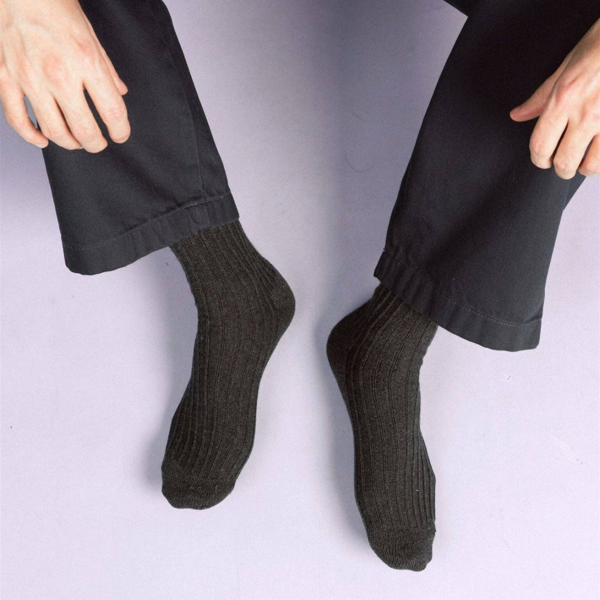 Chaussettes à rayures tricotées en coton biologique KLUE | Anthracite: 36-40 — vue 5 sur 5