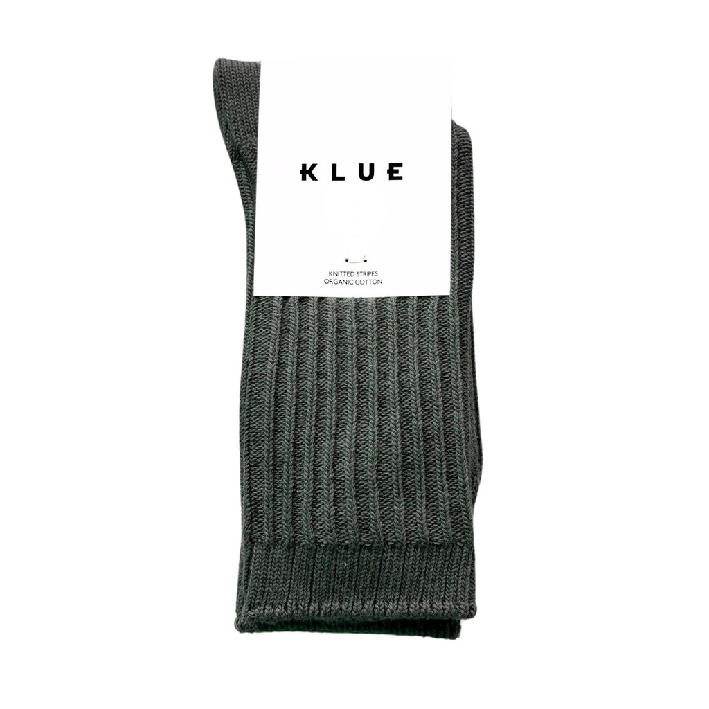 Chaussettes à rayures tricotées en coton biologique KLUE | Kaki: 36-40 — vue 1 sur 6