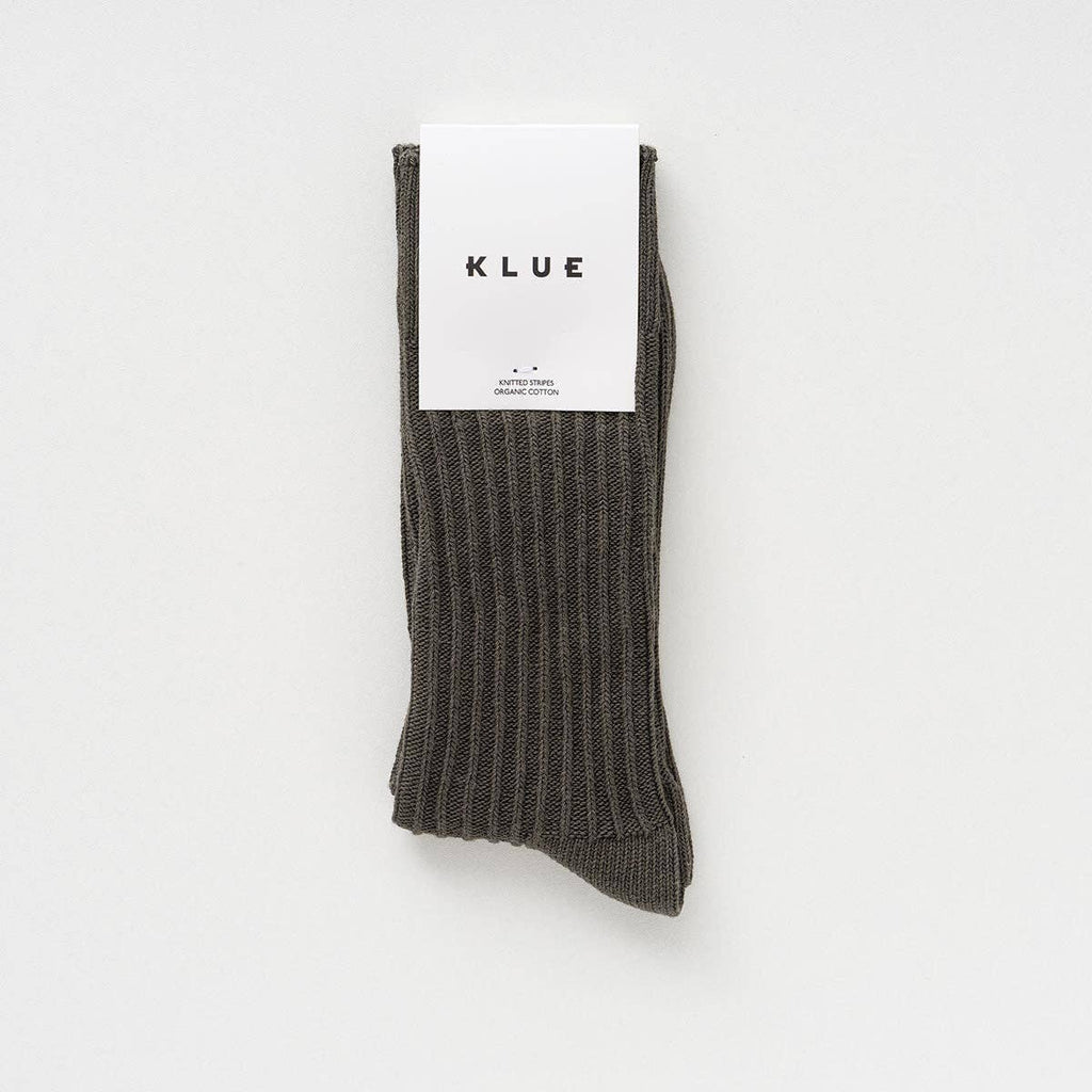 Chaussettes à rayures tricotées en coton biologique KLUE | Kaki: 36-40 — vue 3 sur 6