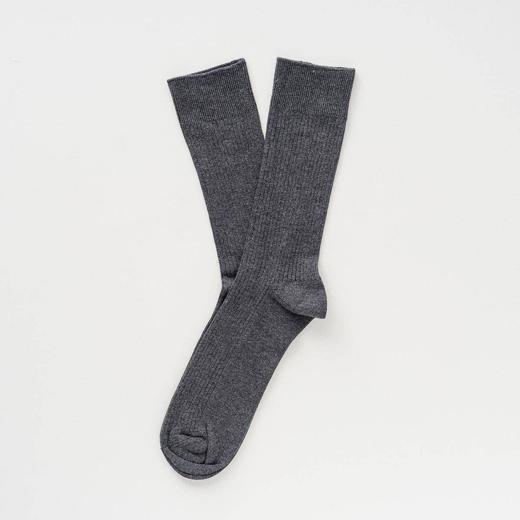 Chaussettes à fines rayures unies en coton biologique KLUE | Anthracite: 36-40 — vue 3 sur 5