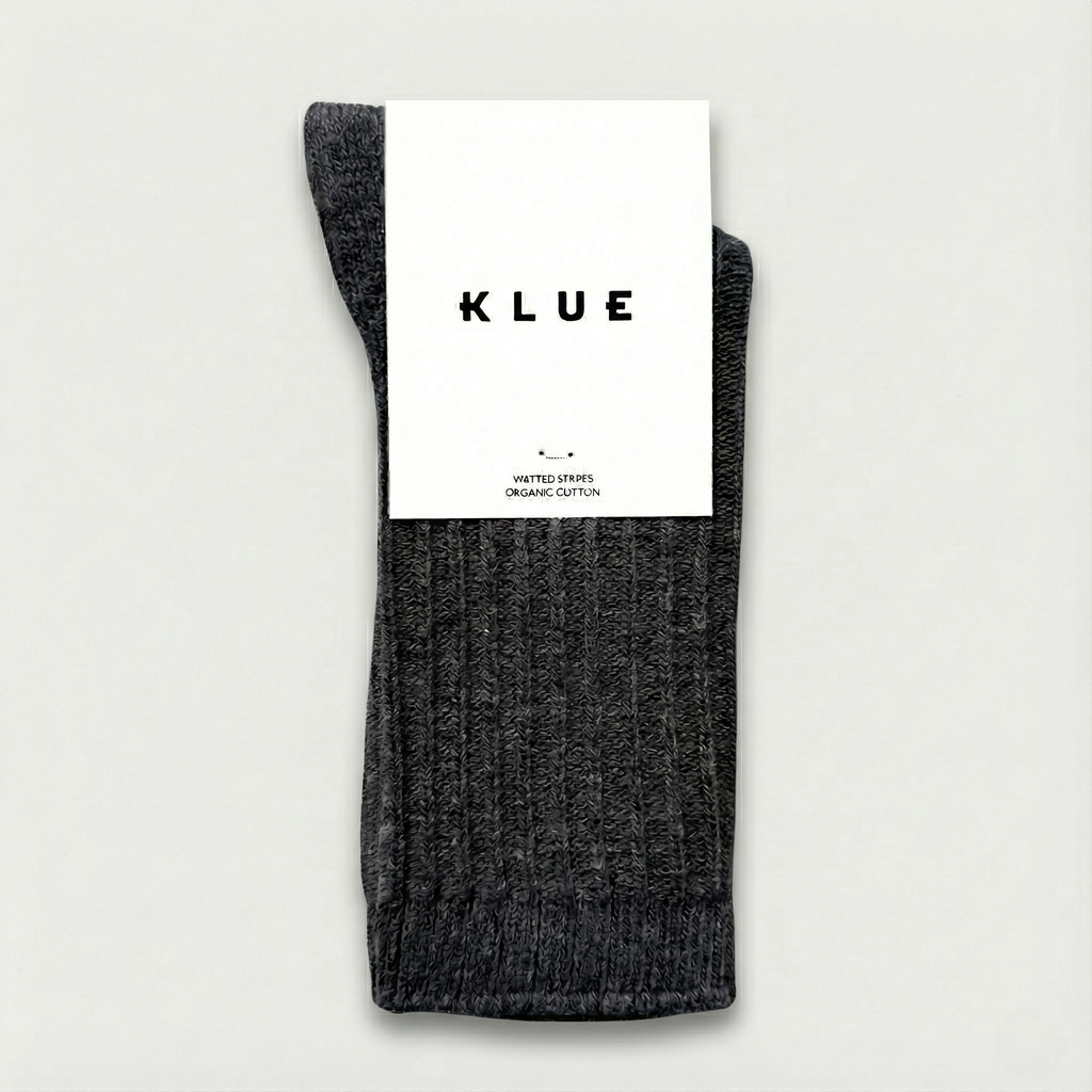 Chaussettes à rayures tricotées en coton biologique KLUE | Anthracite: 36-40 — vue 1 sur 5