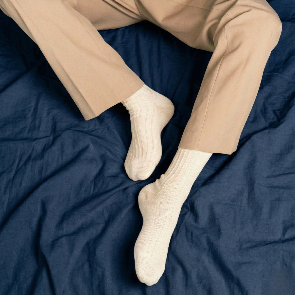 Chaussettes à rayures tricotées en coton biologique KLUE | Beige: 36-40 — vue 5 sur 5