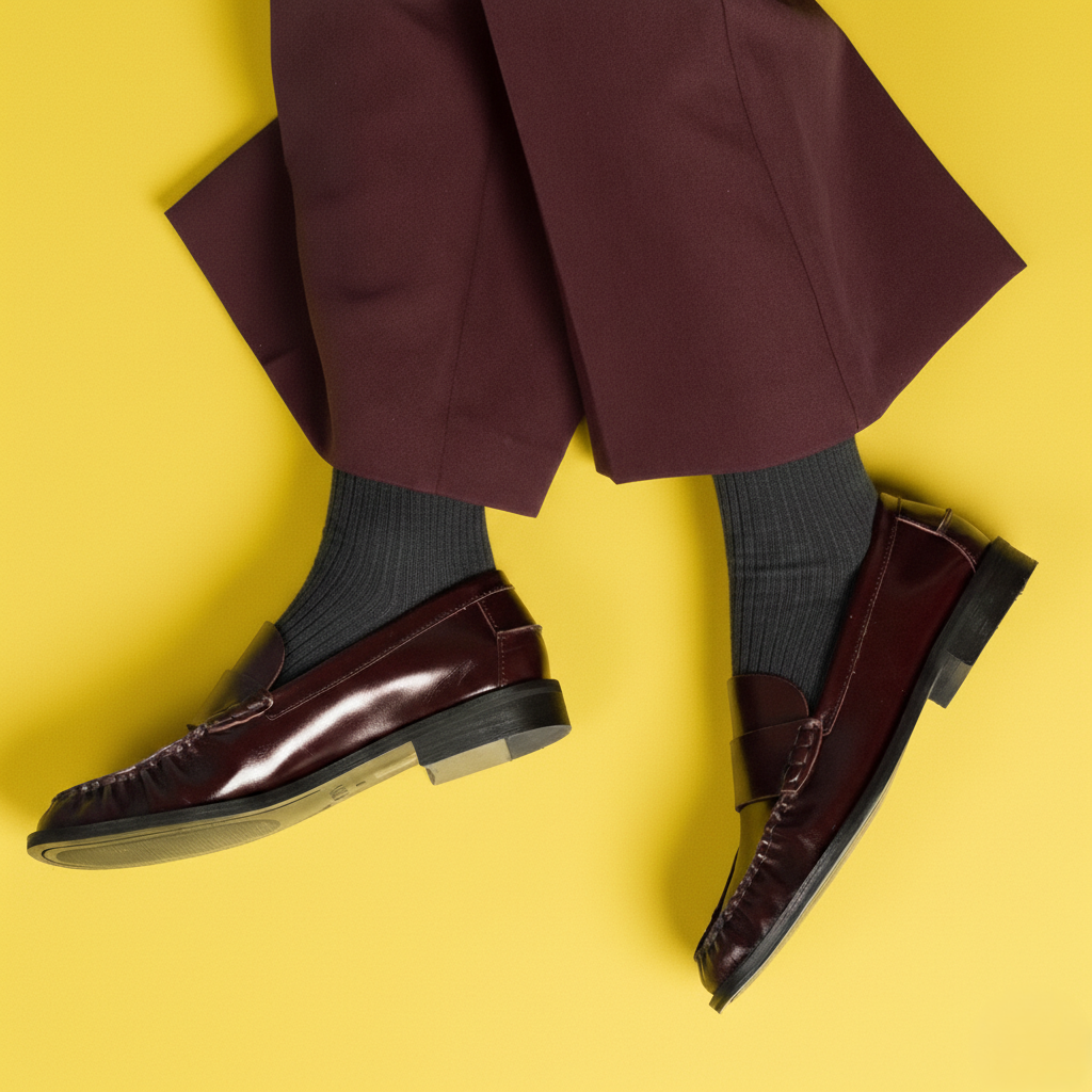Chaussettes à fines rayures unies en coton biologique KLUE | Anthracite: 36-40 — vue 4 sur 5