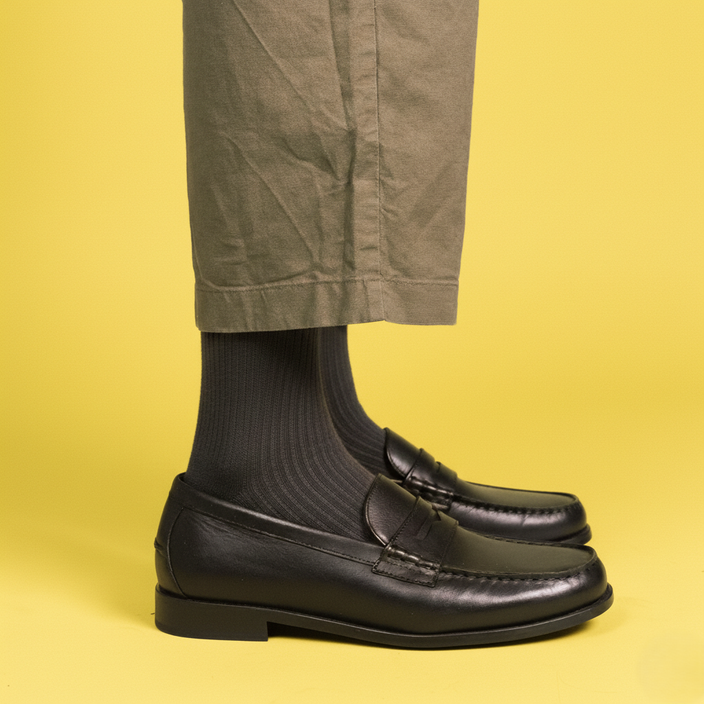 Chaussettes à fines rayures unies en coton biologique KLUE | Anthracite: 36-40 — vue 5 sur 5