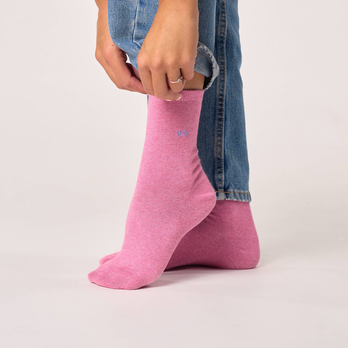 Chaussettes pailletées en coton peigné unies - Rose: Taille unique: 37/40 — vue 2 sur 4