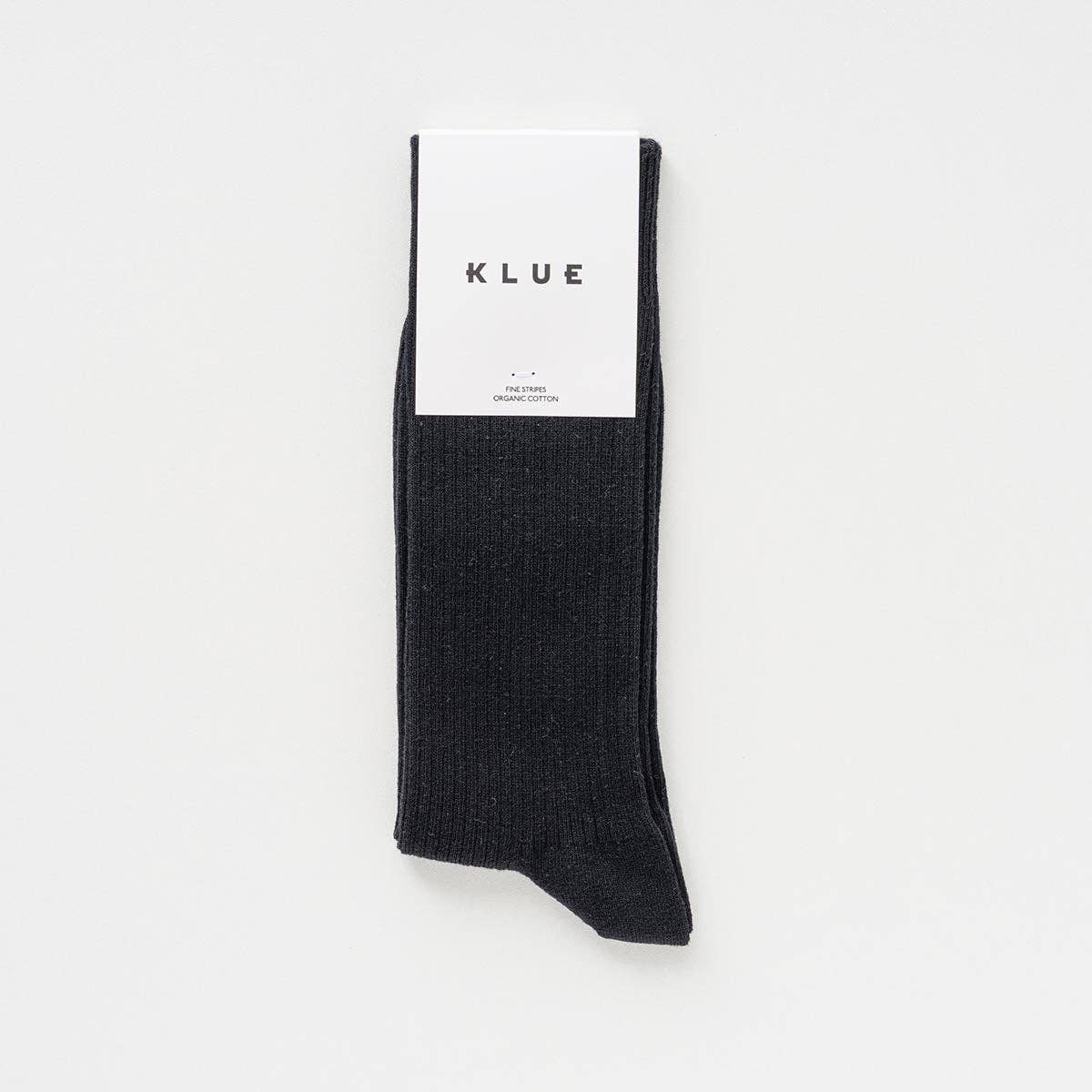 Chaussettes à fines rayures unies en coton biologique KLUE | Noir: 36-40 — vue 2 sur 6