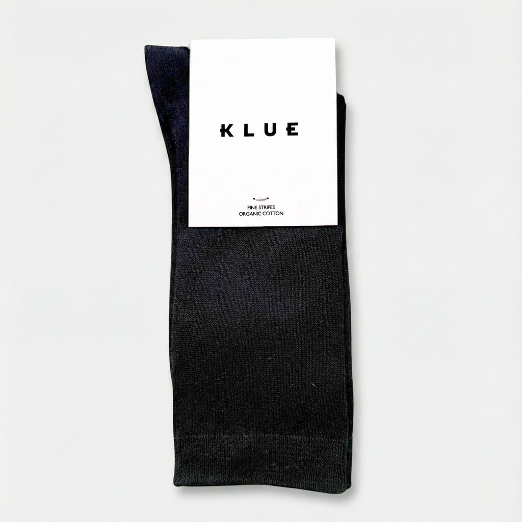 Chaussettes à fines rayures unies en coton biologique KLUE | Noir: 36-40 — vue 1 sur 6