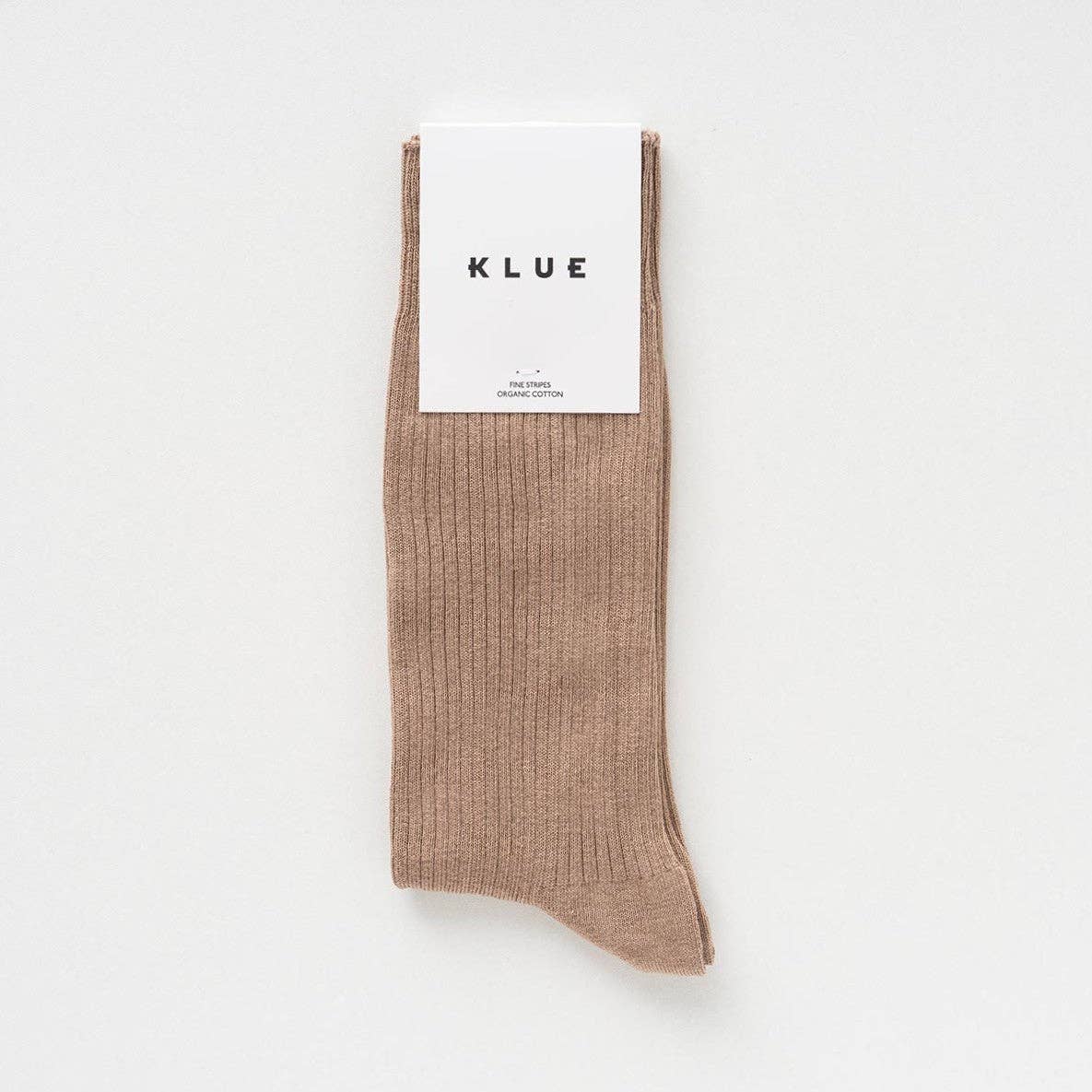 Chaussettes à fines rayures unies en coton biologique KLUE | Moka: 36-40 — vue 2 sur 6