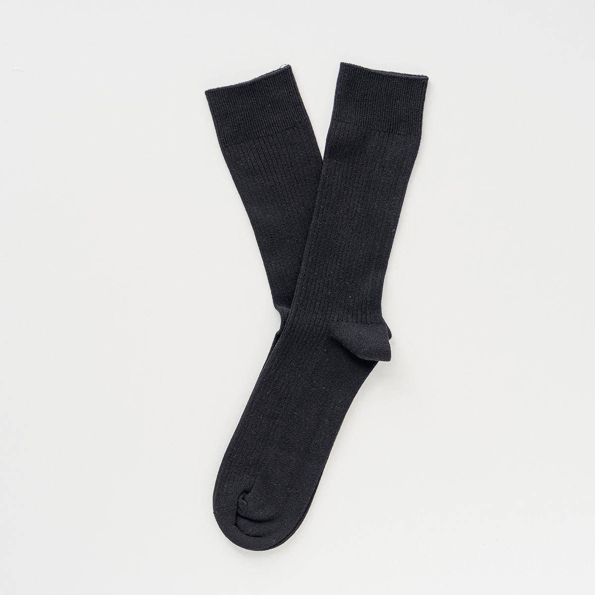 Chaussettes à fines rayures unies en coton biologique KLUE | Noir: 36-40 — vue 3 sur 6