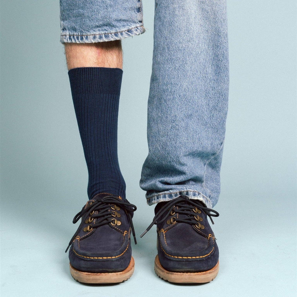 Chaussettes à fines rayures unies en coton biologique KLUE | Marine: 36-40 — vue 5 sur 6