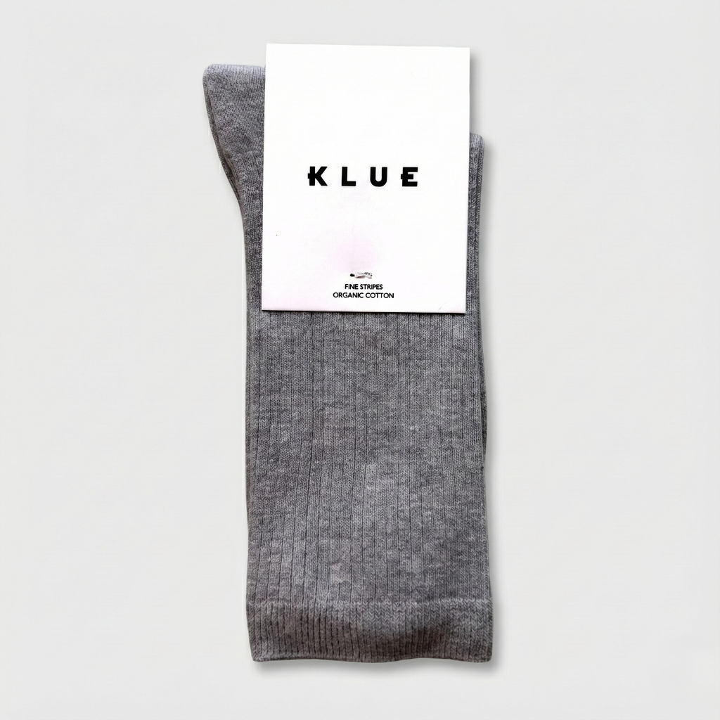 Chaussettes à fines rayures unies en coton biologique KLUE | Gris clair: 36-40 — vue 1 sur 5
