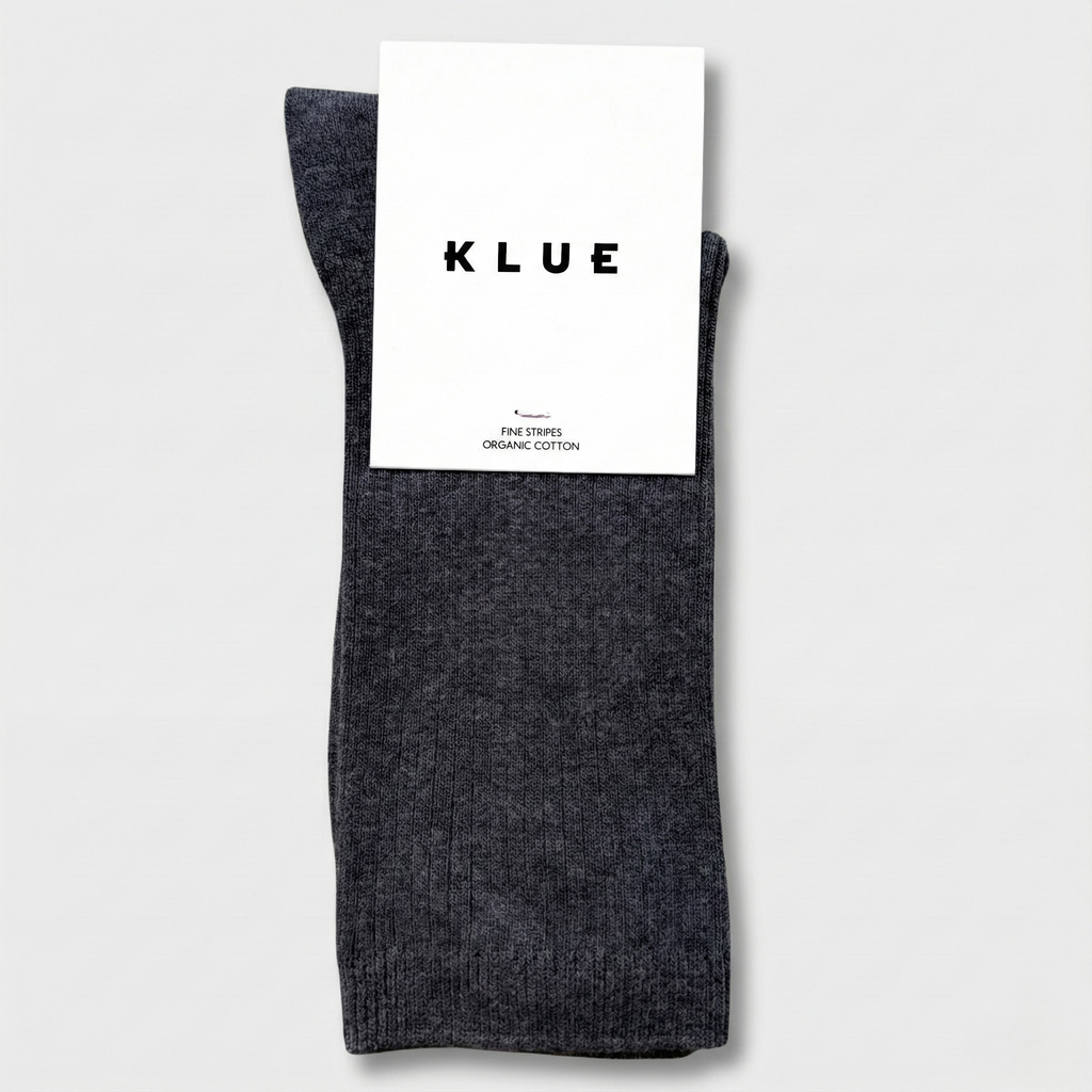Chaussettes à fines rayures unies en coton biologique KLUE | Anthracite: 36-40 — vue 1 sur 5