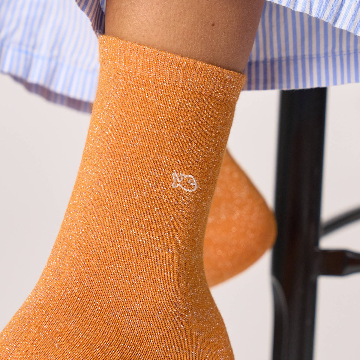 Chaussettes pailletées en coton peigné unies - Orange: Taille unique: 37/40 — vue 3 sur 3