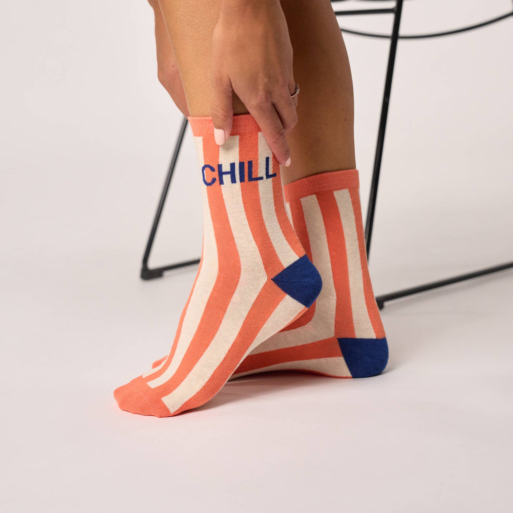 Chaussettes en coton peigné à message - Chill: Taille unique: 37/40 — vue 2 sur 4
