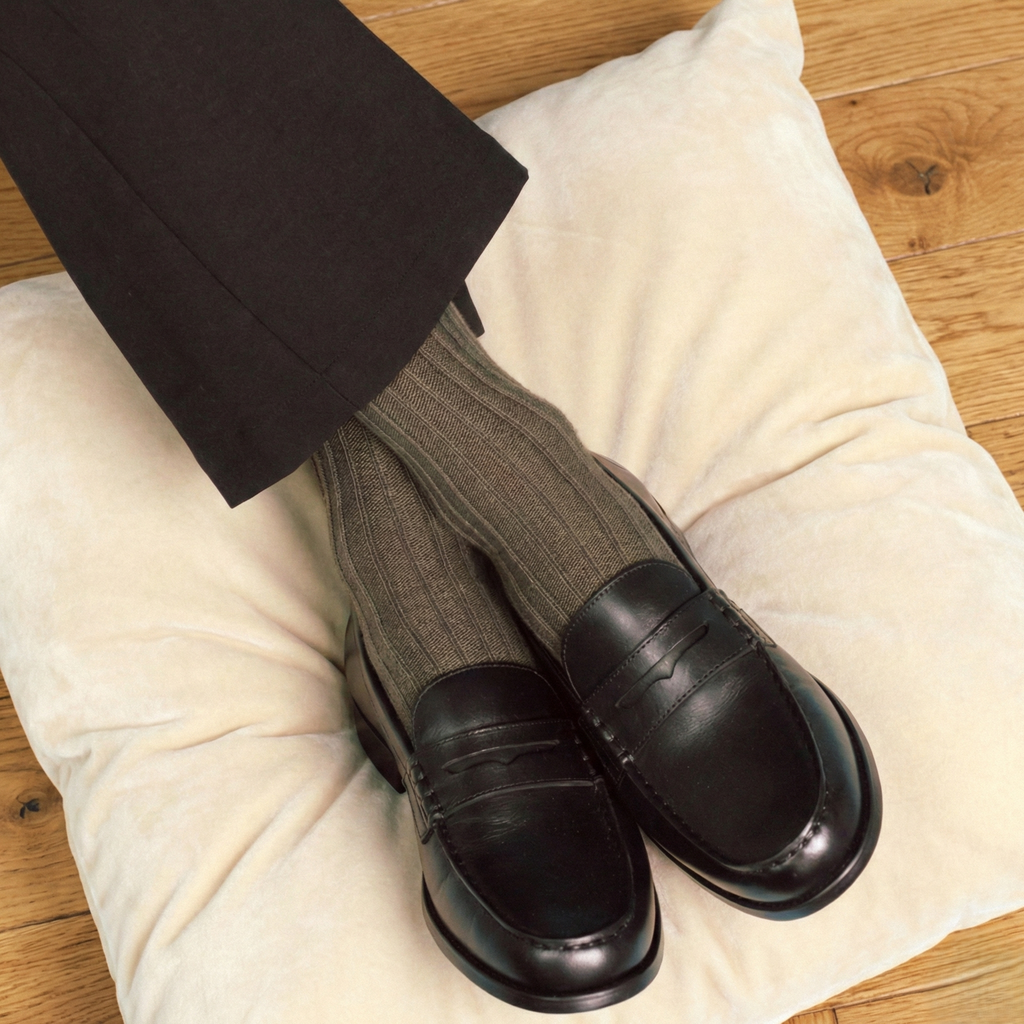 Chaussettes à rayures tricotées en coton biologique KLUE | Kaki: 36-40 — vue 6 sur 6