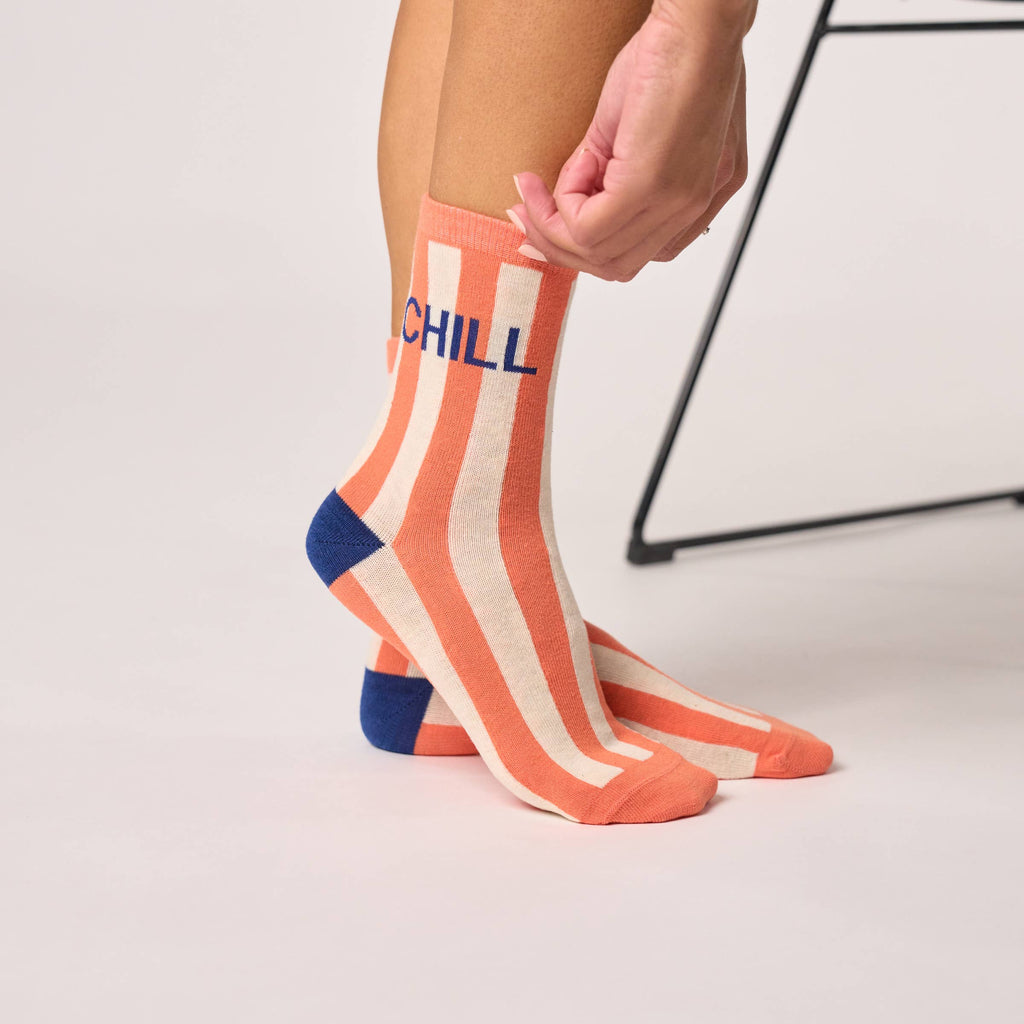 Chaussettes en coton peigné à message - Chill: Taille unique: 37/40 — vue 3 sur 4