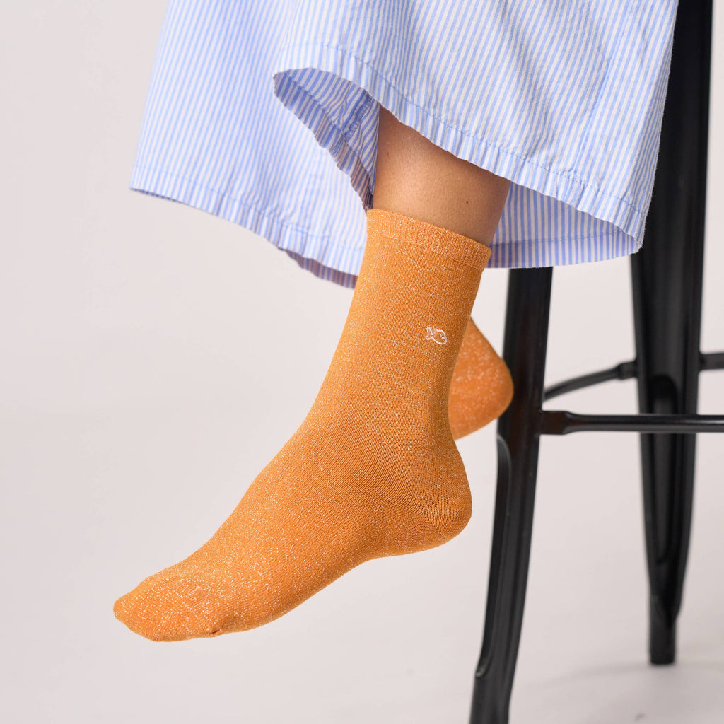 Chaussettes pailletées en coton peigné unies - Orange: Taille unique: 37/40 — vue 2 sur 3