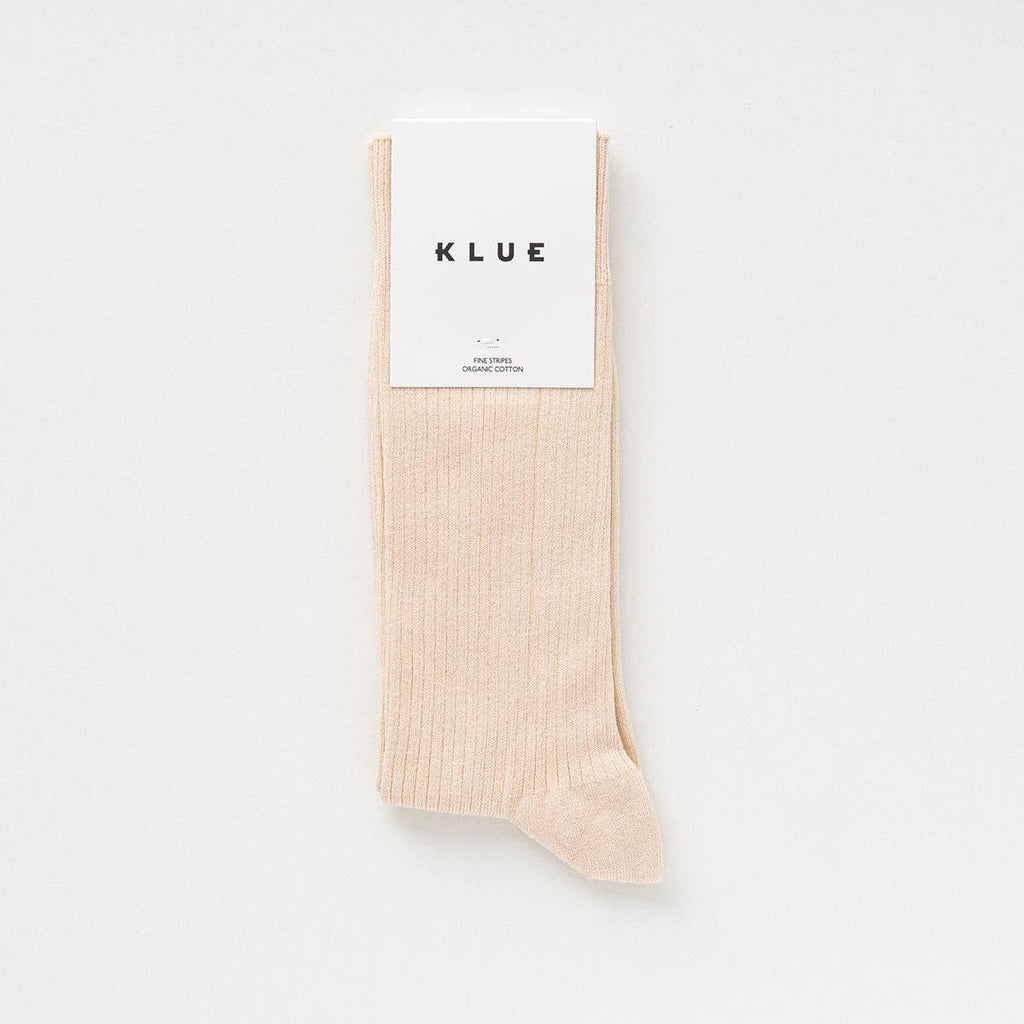Chaussettes à fines rayures unies en coton biologique KLUE | Beige: 36-40 — vue 2 sur 6