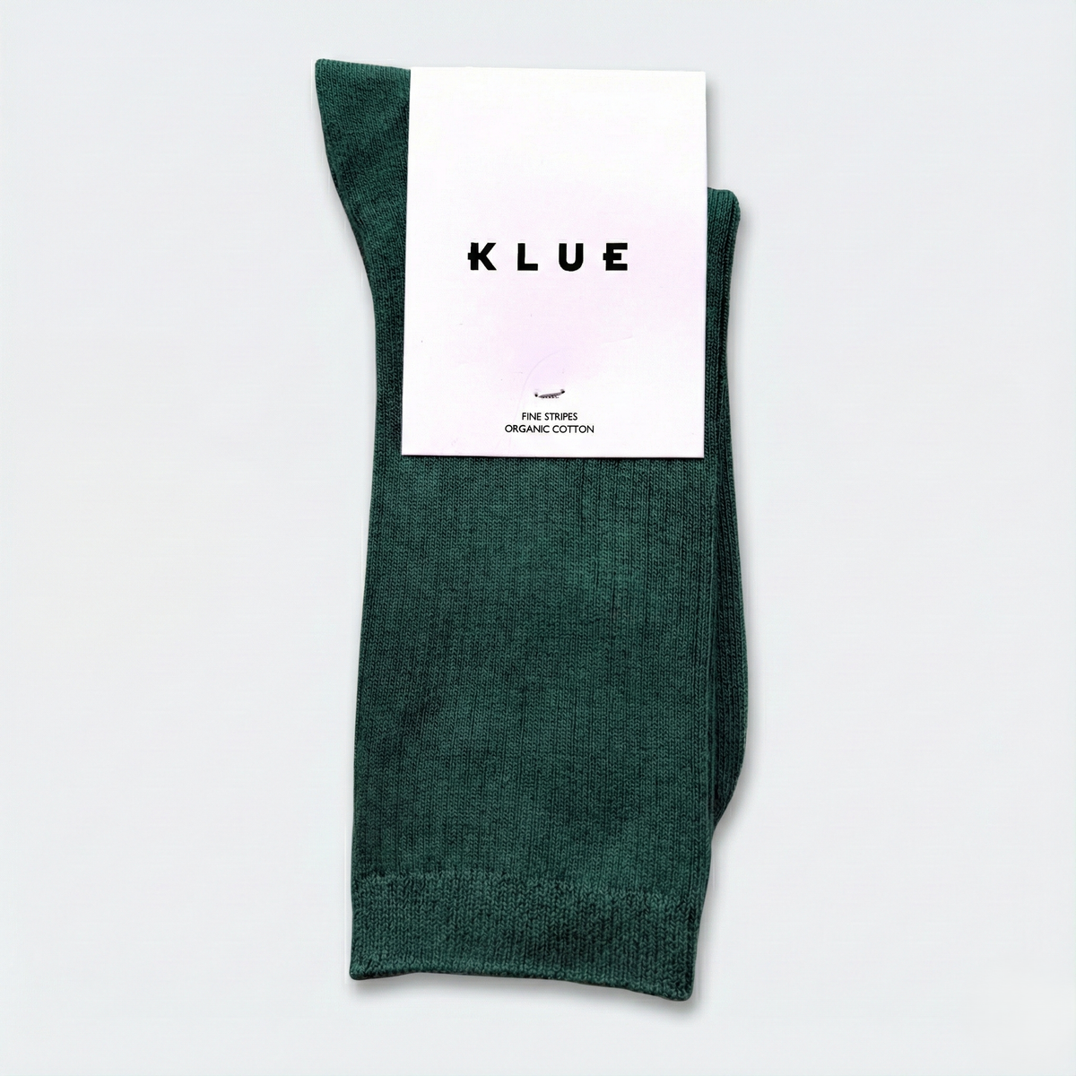Chaussettes à fines rayures unies en coton biologique KLUE | Vert foncé: 36-40 — vue 1 sur 5