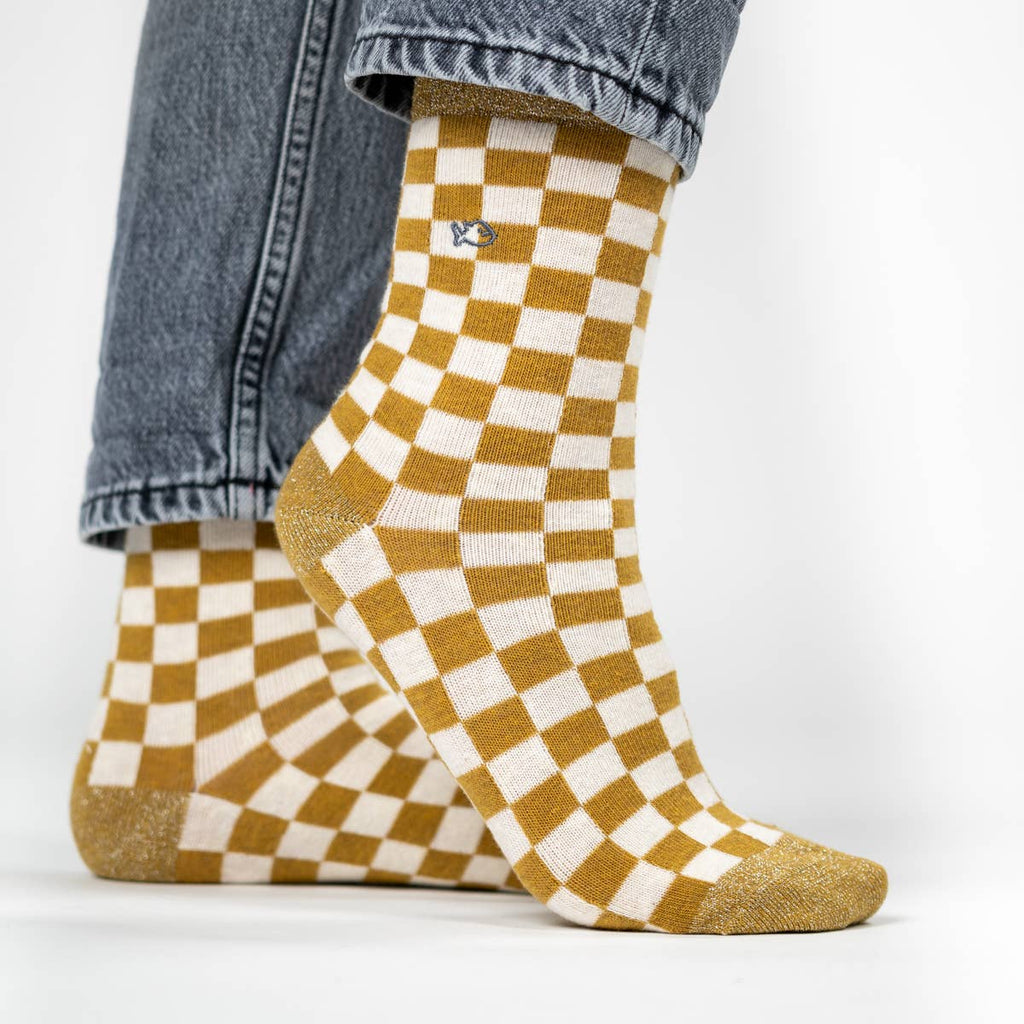 Chaussettes À Carreaux - Moutarde et Blanc: Size - One size : 4 / 7 — vue 2 sur 4