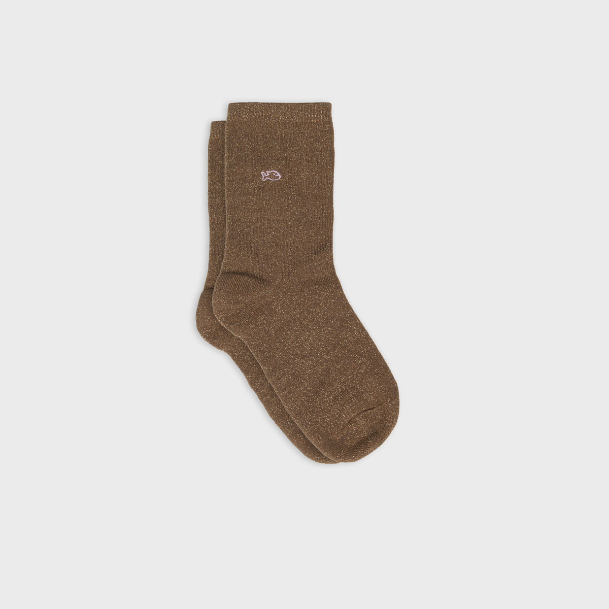 Chaussettes pailletées en coton peigné unies - Marron: Taille unique: 37/40 — vue 1 sur 3