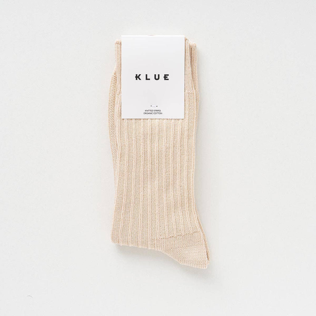 Chaussettes à rayures tricotées en coton biologique KLUE | Beige: 36-40 — vue 2 sur 5
