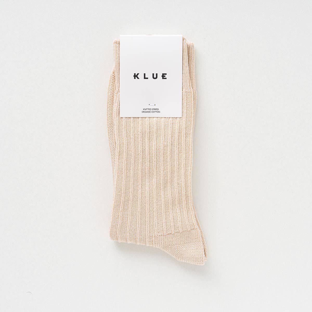 Chaussettes à rayures tricotées en coton biologique KLUE | Beige: 36-40 — vue 2 sur 5