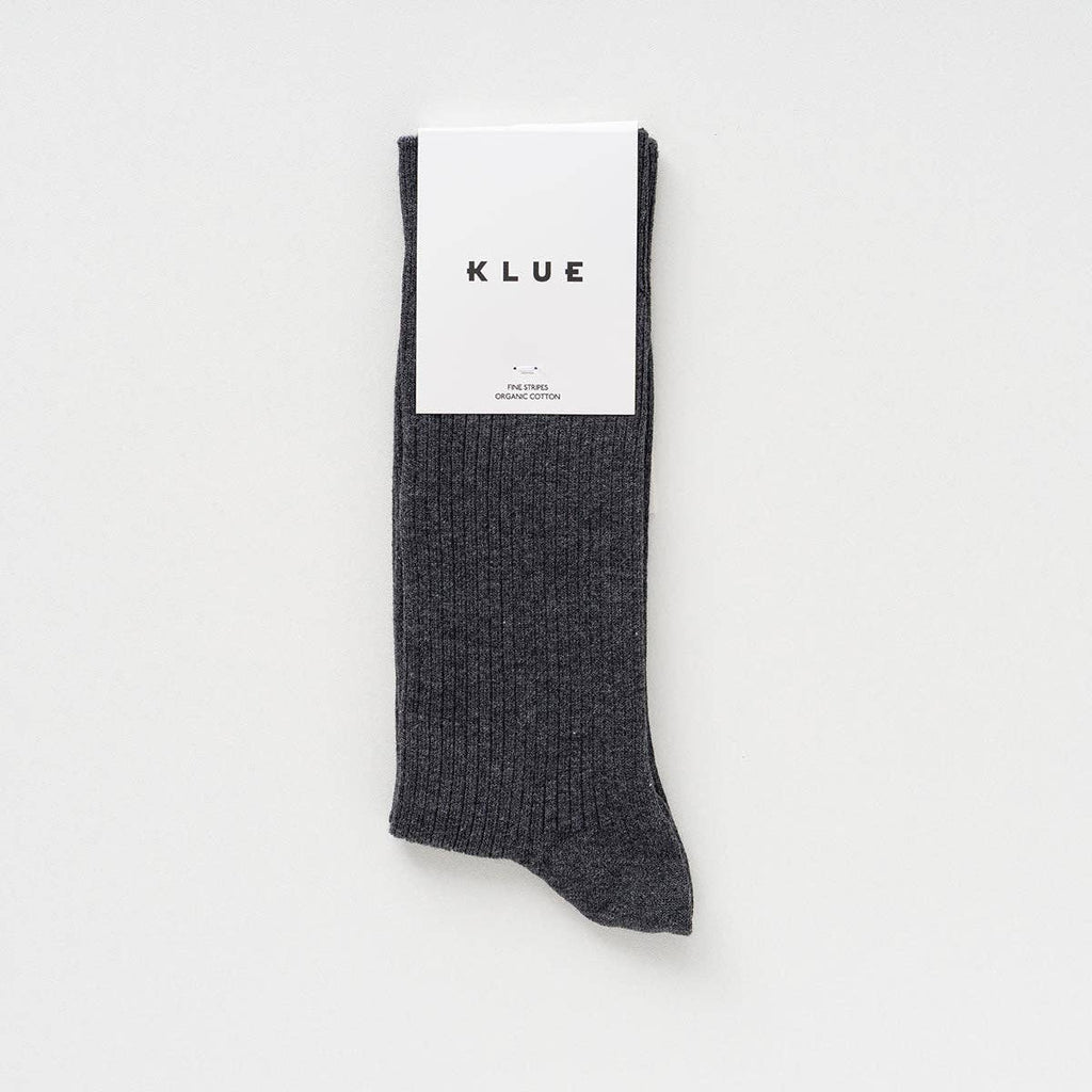 Chaussettes à fines rayures unies en coton biologique KLUE | Anthracite: 36-40 — vue 2 sur 5