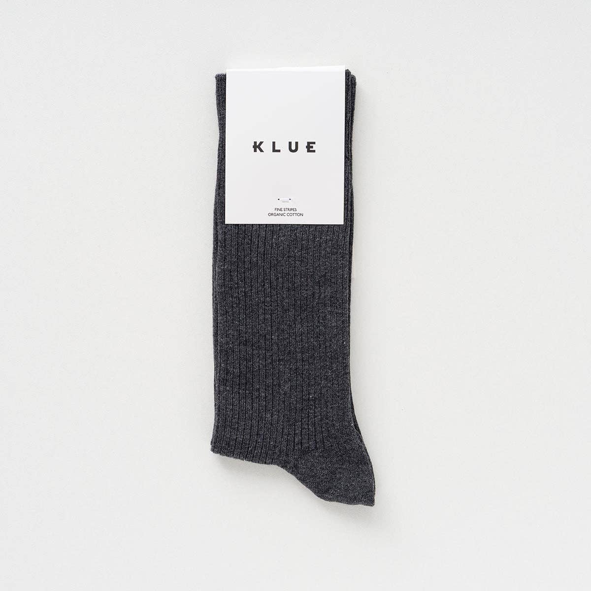 Chaussettes à fines rayures unies en coton biologique KLUE | Anthracite: 36-40 — vue 2 sur 5