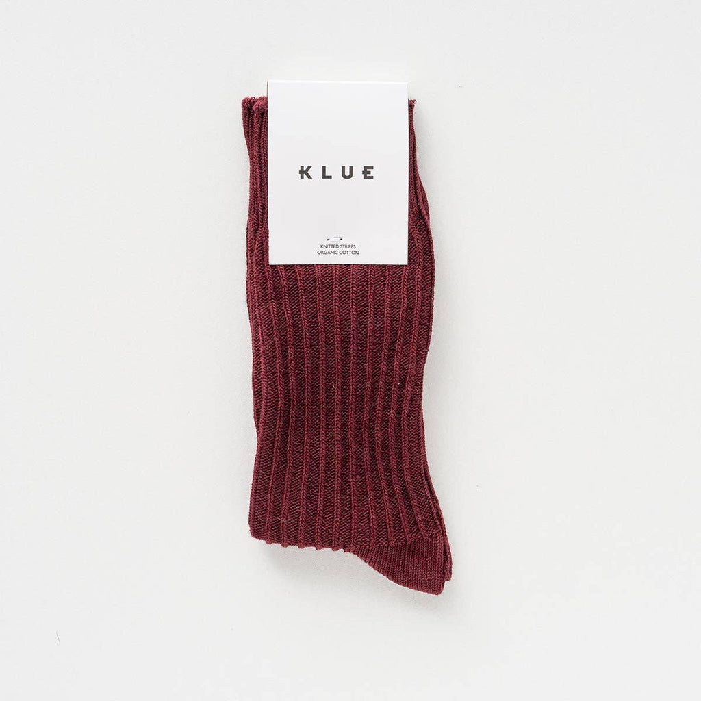 Chaussettes à rayures tricotées en coton biologique KLUE | Bordeaux: 36-40 — vue 2 sur 5