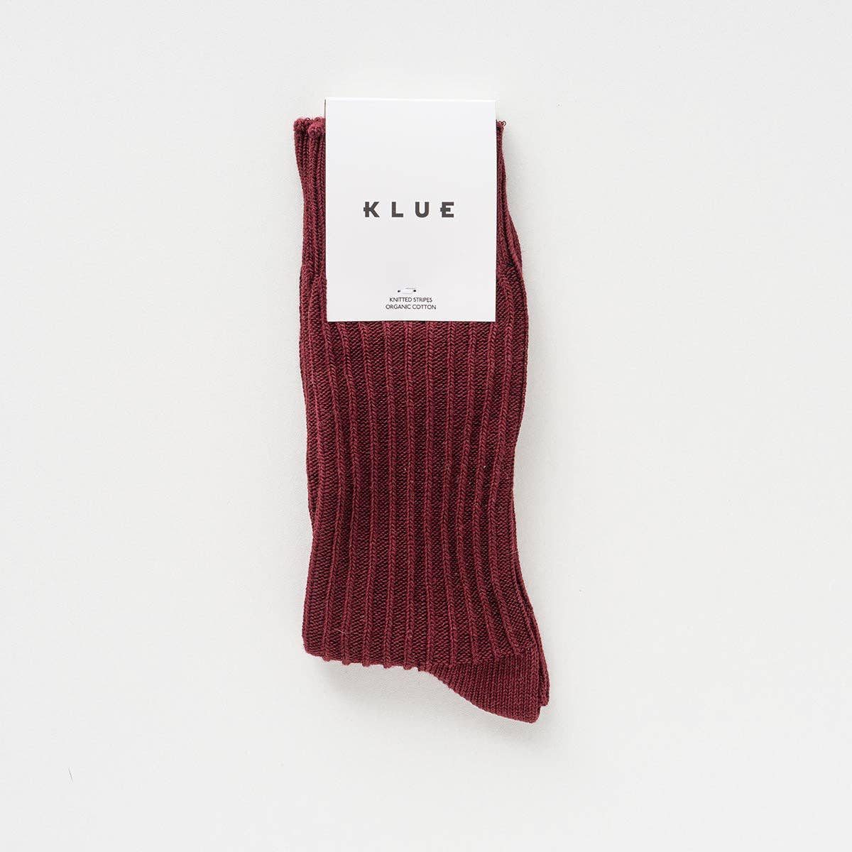 Chaussettes à rayures tricotées en coton biologique KLUE | Bordeaux: 36-40 — vue 2 sur 5