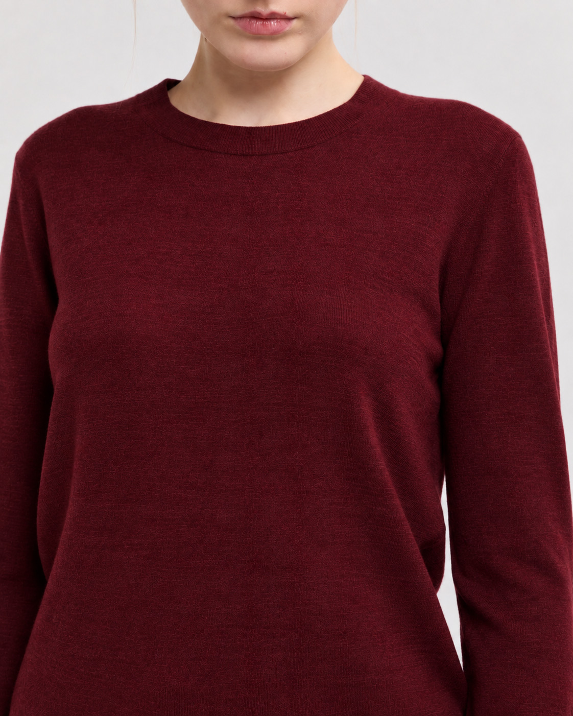 Détail maille du pull Catelina en cachemire cerise profonde Absolut Cashmere