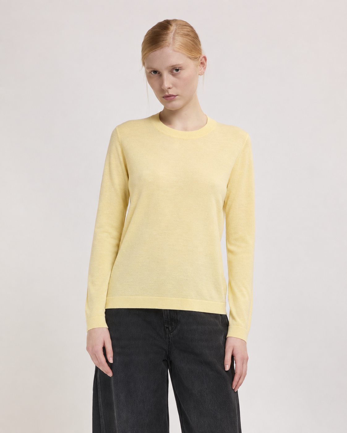 Pull Catelina en cachemire jaune clair Absolut Cashmere vue de face