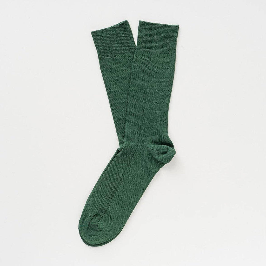 Chaussettes à fines rayures unies en coton biologique KLUE | Vert foncé: 36-40 — vue 4 sur 5