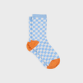 Chaussettes en coton peigné carreaux - Bleu clair et beige: Taille unique: 37/40 — vue 1 sur 5