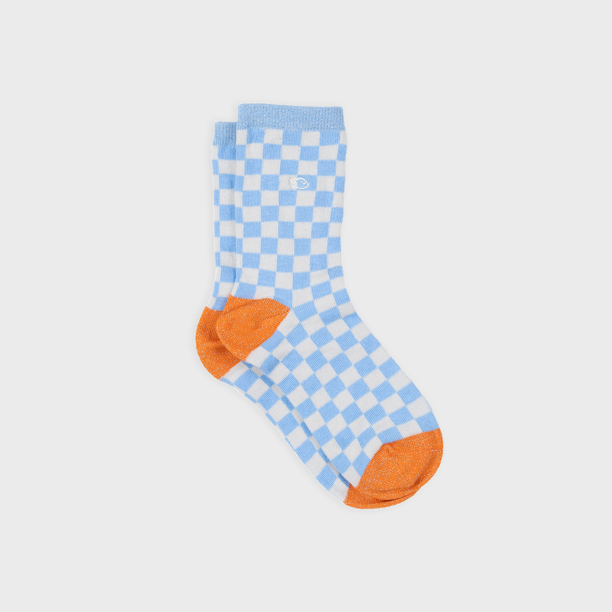 Chaussettes en coton peigné carreaux - Bleu clair et beige: Taille unique: 37/40 — vue 1 sur 5