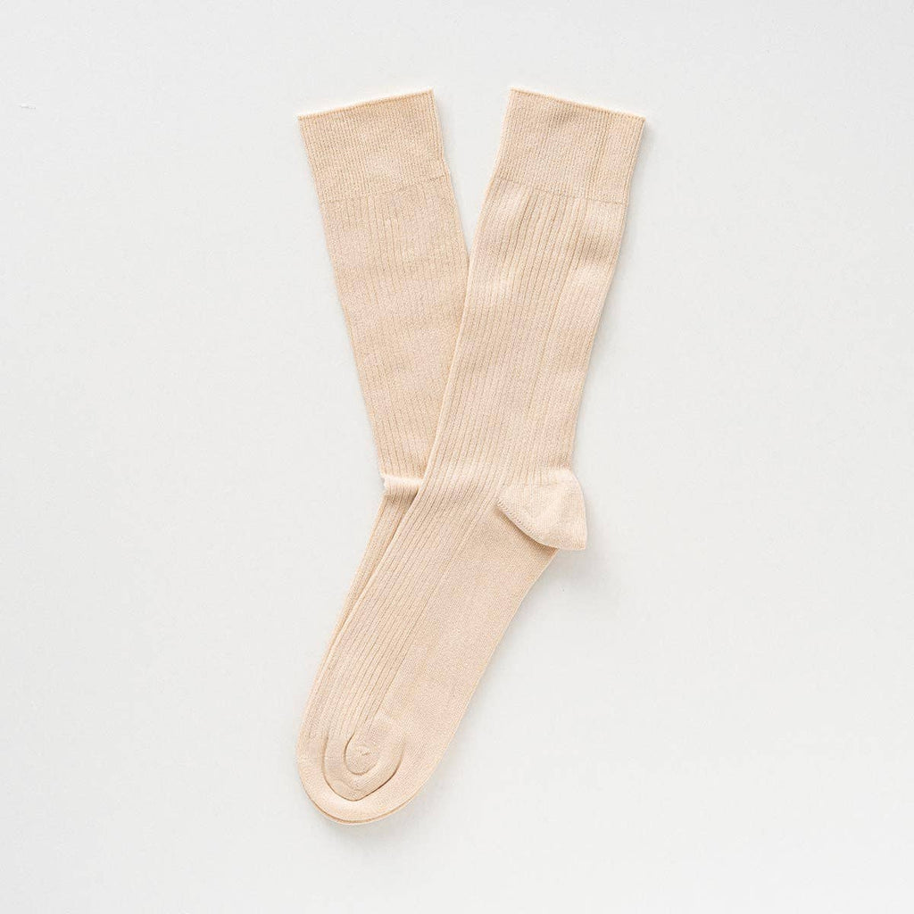 Chaussettes à fines rayures unies en coton biologique KLUE | Beige: 36-40 — vue 3 sur 6