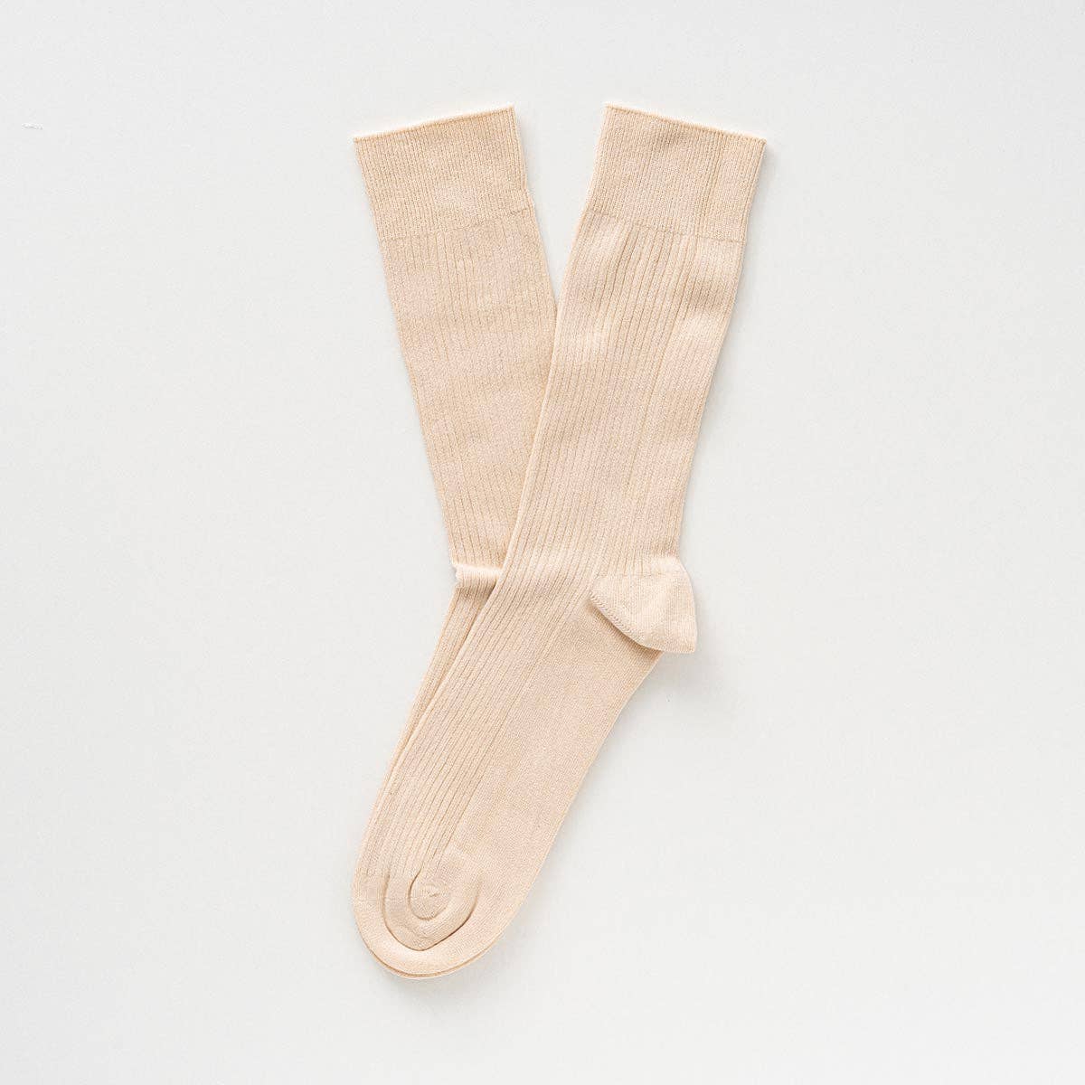 Chaussettes à fines rayures unies en coton biologique KLUE | Beige: 36-40 — vue 3 sur 6