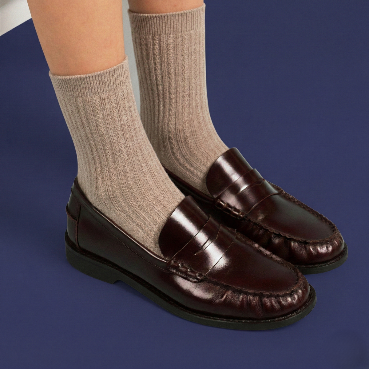 KLUE Pointelle Côtelé Fin en Tricot | Moka: 36-40 — vue 3 sur 4