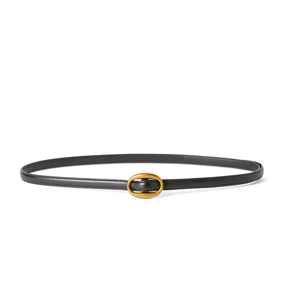 Ceinture fine noire femme ELEH avec boucle ovale dorée
