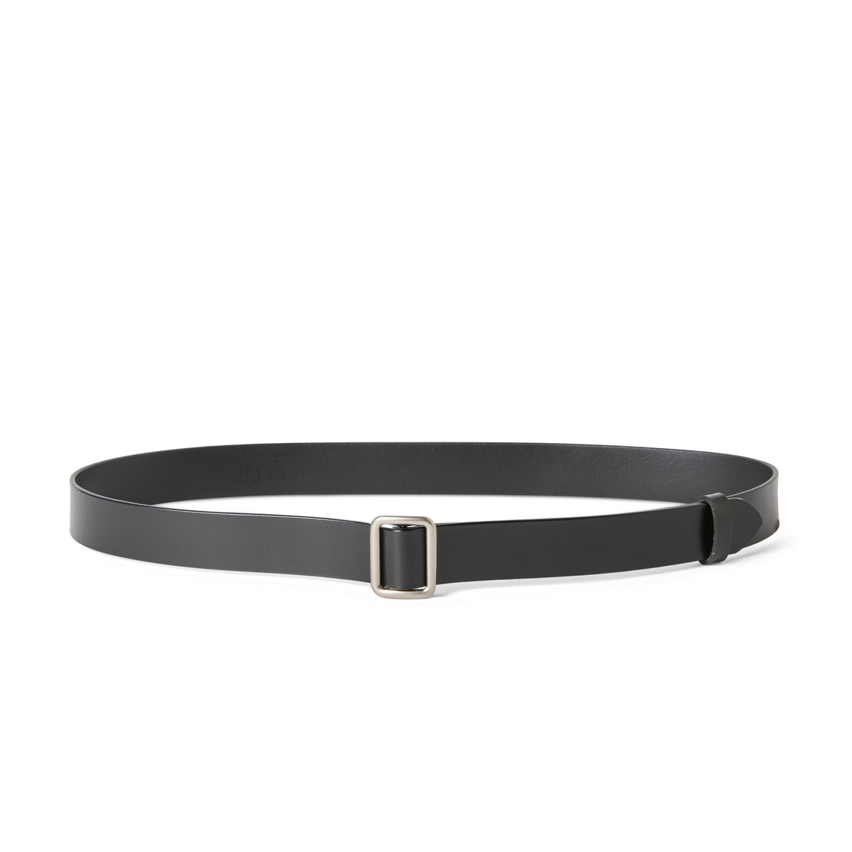 Ceinture fine noire femme ELEH avec boucle carrée argentée