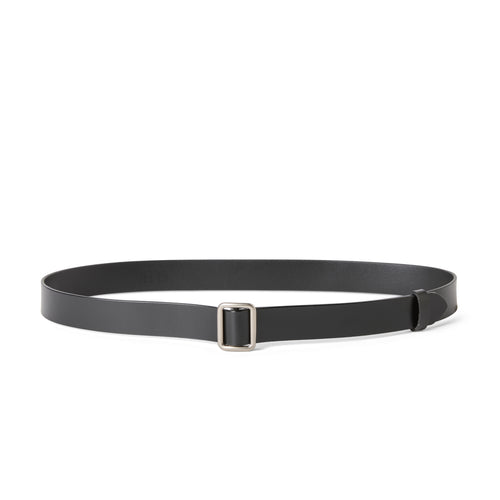 Ceinture fine noire femme ELEH avec boucle carrée argentée