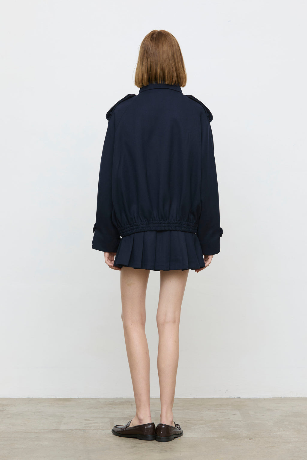 Veste courte bleu marine femme ELEH vue de dos